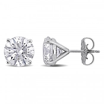Round Cut Lab Grown Diamond Stud Earrings 14k White Gold (6.00ct)