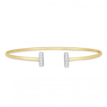Diamond Tee Bar Bangle Bracelet 14K Yellow Gold (0.08ct)