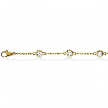 Diamond Anklet Bracelet Bezel Set 14K Yellow Gold (0.37ct)