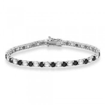 Alternating Diamond & Black Diamond Eternity Bracelet 14K White Gold (11.87ct)