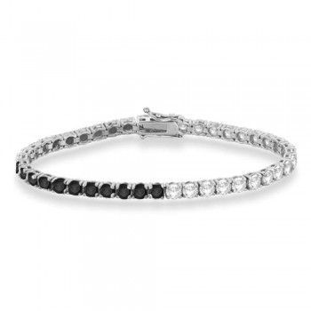 Diamond & Black Diamond Eternity Tennis Bracelet 14K White Gold (10.01ct)