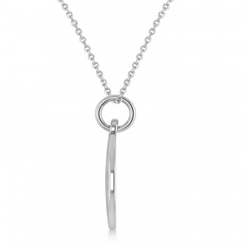 Diamond Musical Beam Note Disc Pendant Necklace 14K White Gold (0.10ct)