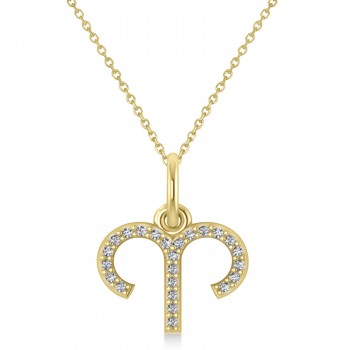 Aries Zodiac Diamond Pendant Necklace 14k Yellow Gold (0.12ct)