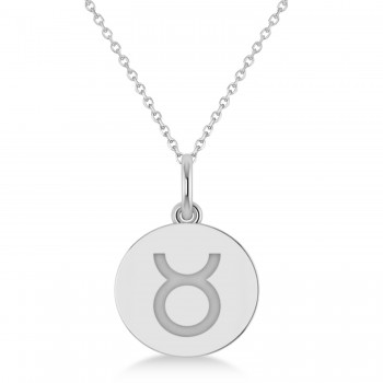 Taurus Disk Zodiac Pendant Necklace 14k White Gold