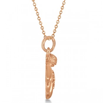 Mittens Pendant Necklace Diamond Snowflake 14k Rose Gold (0.07ct)