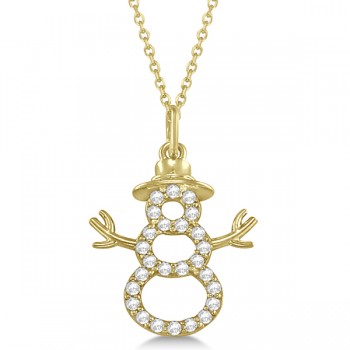 Snowman Diamond Necklace Pendant Diamond Accented14k Yellow Gold (0.13ct)