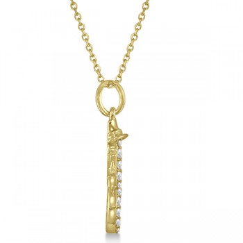 Snowman Diamond Necklace Pendant Diamond Accented14k Yellow Gold (0.13ct)