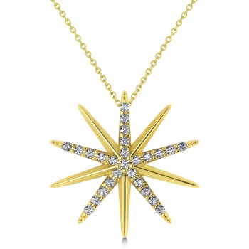 Diamond Starburst Pendant Necklace 14k Yellow Gold (0.13ct)