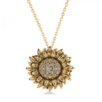 Sunflower Diamond Pendant Necklace 14k Yellow Gold (0.19ct) Sunflower Diamond Pendant Necklace 14k Yellow Gold (0.19ct)
