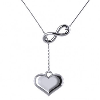 Infinity & Heart Lariat Pendant Y Necklace in 14k White Gold