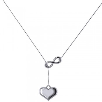 Infinity & Heart Lariat Pendant Y Necklace in 14k White Gold