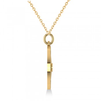 Nautical Compass Pendant Necklace Plain Metal 14k Yellow Gold