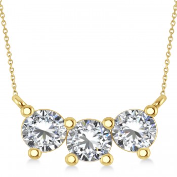 Three Stone Diamond Pendant Necklace 14k Yellow Gold (1.50ct)
