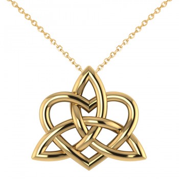 Celtic Trinity Knot Heart Pendant Necklace 14K Yellow Gold