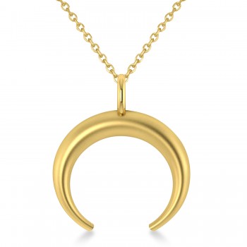 Crescent Moon Horn Pendant Necklace 14k Yellow Gold