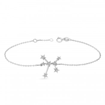 Diamond Sagittarius Zodiac Constellation Star Bracelet 14k White Gold (0.11ct)