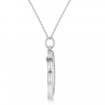 Moon with Heart " I Love You To The Moon and Back" Pendant Necklace 14K White Gold