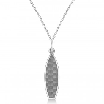 Surf Board Charm Pendant Necklace 14K White Gold
