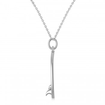 Surf Board Charm Pendant Necklace 14K White Gold
