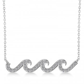 Waves Charm Pendant Necklace 14k White Gold (0.34ct)