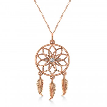 Diamond Dream Catcher Pendant Necklace 14k Rose Gold (0.10ct)