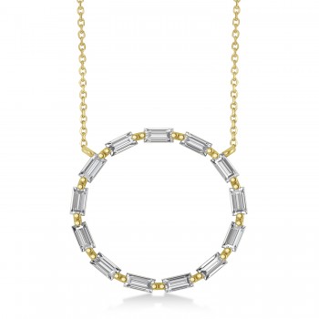 Moissanite Baguette Formed Circle Pendant Necklace 14k Yellow Gold (1.82ct)