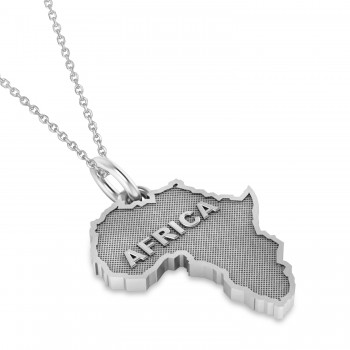 Map of Africa Pendant Necklace 14K White Gold