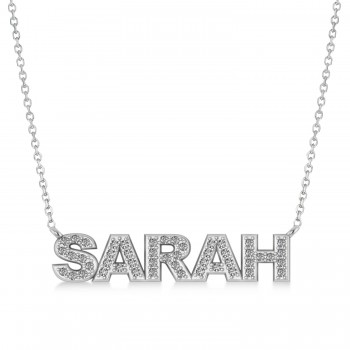 Diamond Block Font Name Pendant Necklace 14K White Gold Diamond Block Font Name Pendant Necklace 14K White Gold