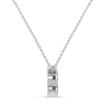 Diamond Block Font Name Pendant Necklace 14K White Gold