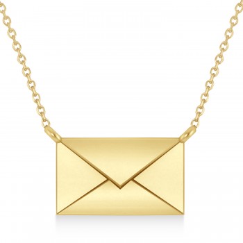 Engravable Love Letter Envelope Pendant Necklace 14k Yellow Gold