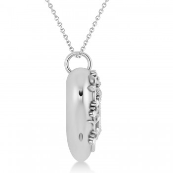 Floral Heart Locket Necklace 14k White Gold