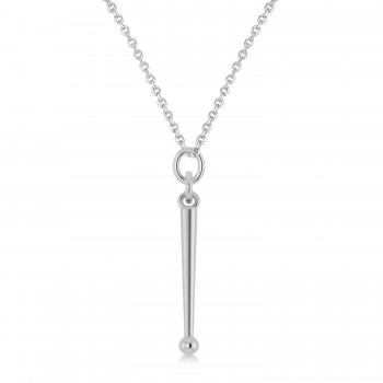 Drum Sticks Music Pendant Necklace 14K White Gold