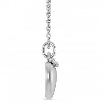 Apple Charm Pendant Necklace 14K White Gold