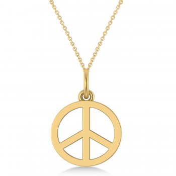 Peace Symbol Charm Pendant Necklace 14K Yellow  Gold