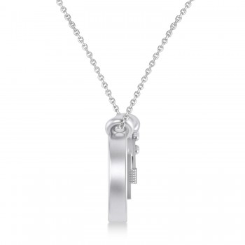 Guitar Charm Pendant Necklace Medium 14K White Gold