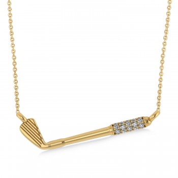 Diamond Golf Club Charm Pendant Necklace 14K Yellow Gold (0.09ct)