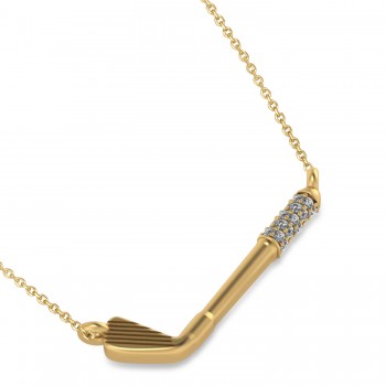 Diamond Golf Club Charm Pendant Necklace 14K Yellow Gold (0.09ct)