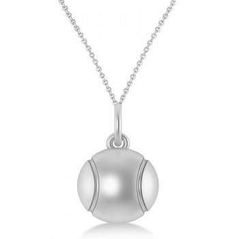 Tennis Ball Charm Pendant Necklace 14K White Gold