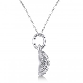 Diamond Tennis Ball Charm Pendant Necklace 14K White Gold (0.38ct)