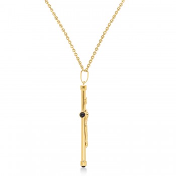 Onyx Crucifix Pendant Necklace 14K Yellow Gold