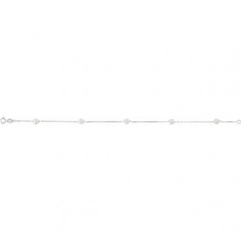 Cultured Freshwater Pearl Station Bracelet 14K White Gold (4mm)