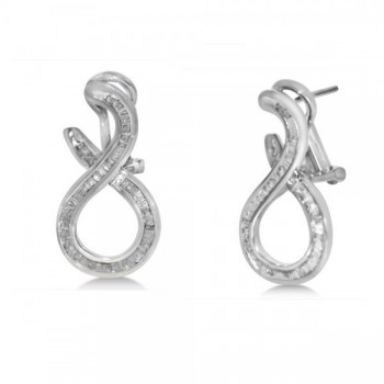 Diamond Accented Twist Earrings in 14k White Gold (0.75ct)