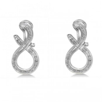 Diamond Accented Twist Earrings in 14k White Gold (0.75ct)