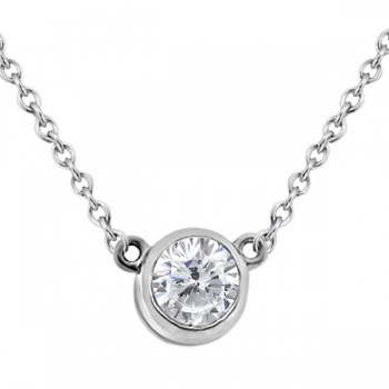 Bezel-Set Solitaire Pendant Setting in 14k White Gold