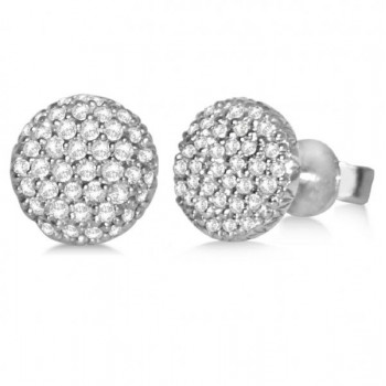 Diamond Accented Round Stud Earrings in 14k White Gold (0.25ct)