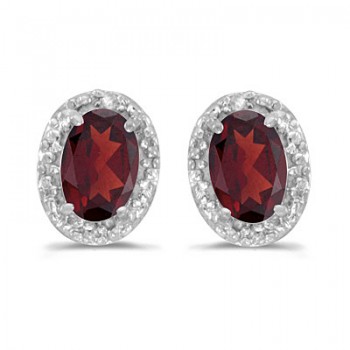 Diamond and Garnet Earrings 14k White Gold (1.10ct)