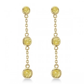 Fancy Yellow Diamond Station Drop Earrings 14k Yellow Gold (0.25ct)