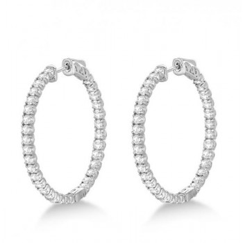 Unique X-Large Diamond Hoop Earrings 14k White Gold (3.25ct)