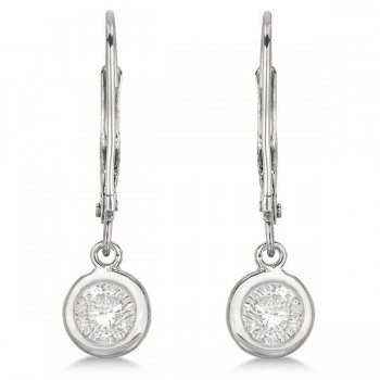 Leverback Dangling Drop Diamond Earrings 14k White Gold (0.50ct)