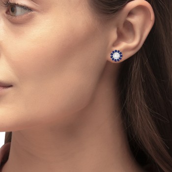 Round Blue Sapphire Earring Jackets